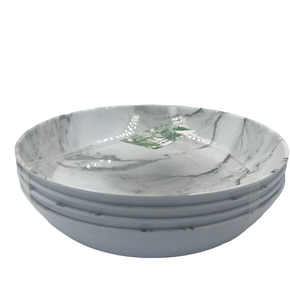 Tommy Bahama Melamine Bowls Plates Set 4 Salad Pasta Faux Marble Look - Picture 2 of 6